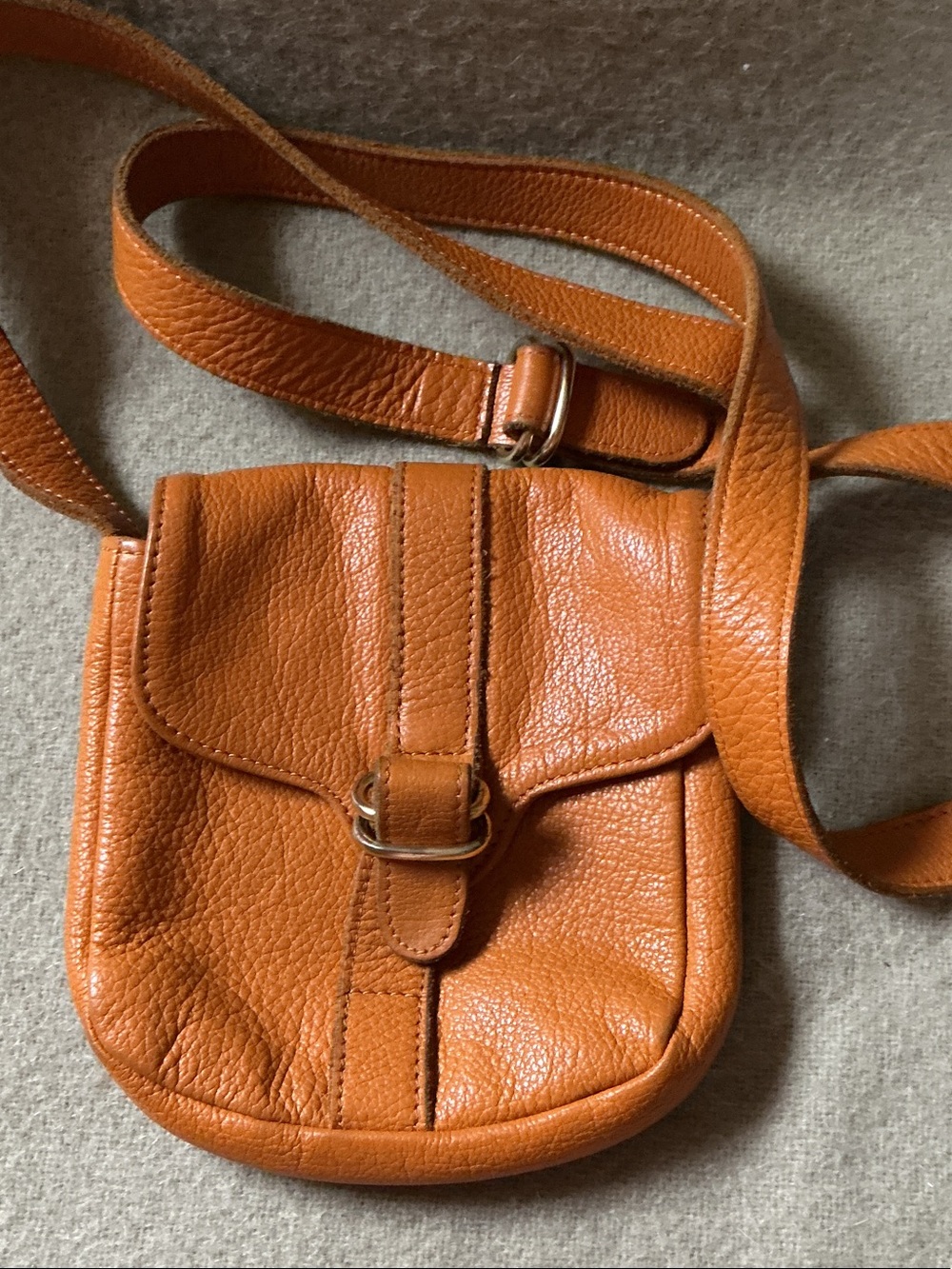 NEST Fragrances Pebbled Leather Crossbody — Orange